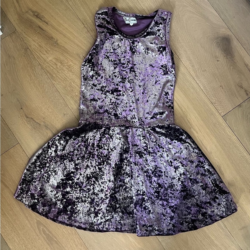 Purple and Silver Girls Velvet Dress